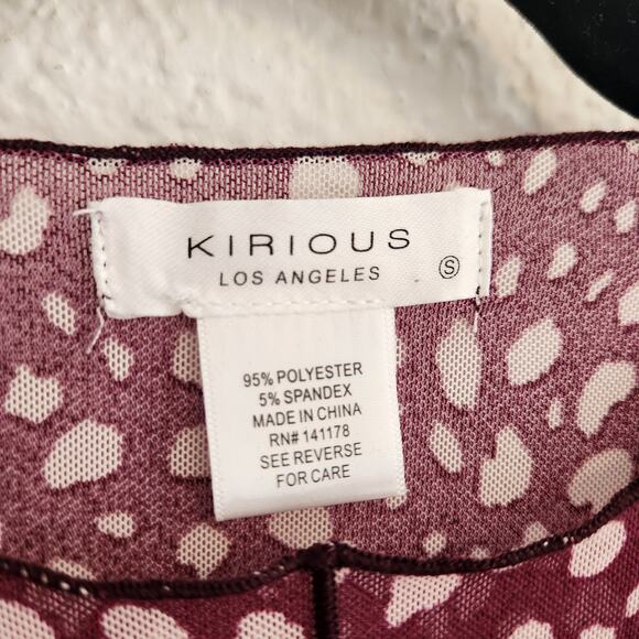 Kirious Los Angeles Womens Size Small‎ Maroon/White Animal Print Shear Shirt - Picture 4 of 6